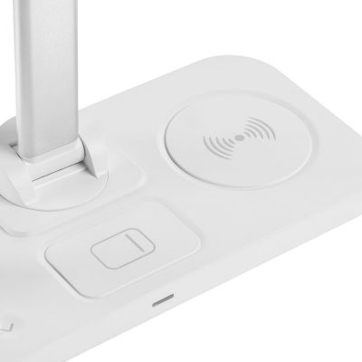 Настольная лампа с беспроводной зарядкой Power Light, белая-5