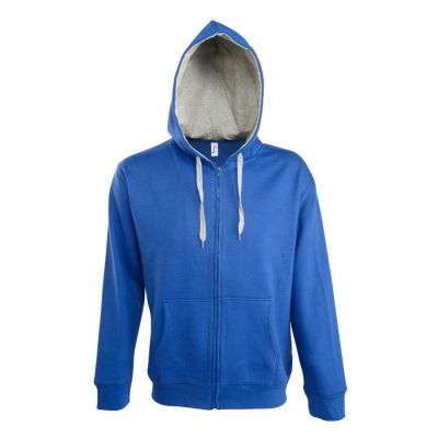 Толстовка мужская на молнии Soul Men 290 с контрастным капюшоном, ярко-синяя-0