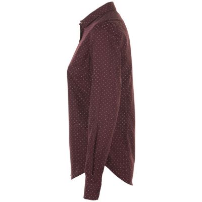 Рубашка женская Becker Women, бордовая с белым-2