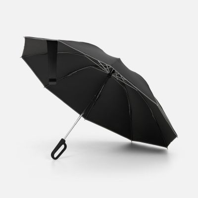 Зонт обратного сложения с ручкой-карабином Foldberry, черный-0