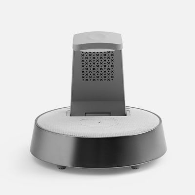 Bluetooth-колонка с беспроводной зарядкой и часами netEnergy, серая-3