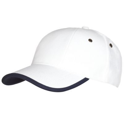 Бейсболка Unit Trendy, белая с темно-синим кантом-0