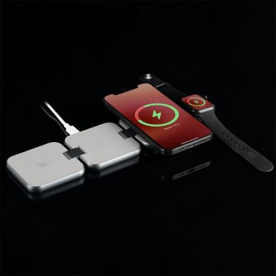 Складная станция беспроводной зарядки Terza, серебристая-8