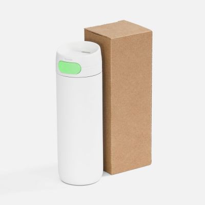 Термостакан X1 с цветной кнопкой, белый с зеленым-4