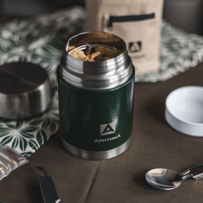 Термос для еды в чехле «Арктика 800», зеленый-5