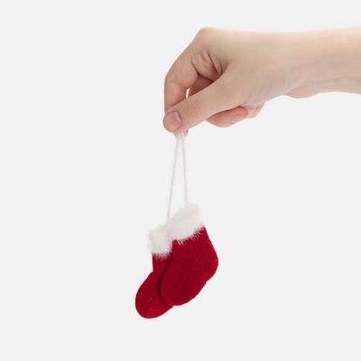 Подвеска на елку «Вьюжка», носочки, красная-1