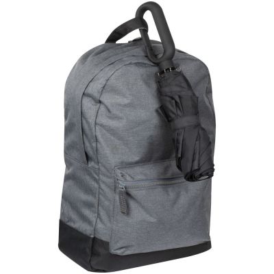 Зонт складной Hoopy с ручкой-карабином, черный-4