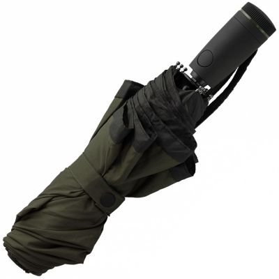 Зонт складной Gear, темно-зеленый (хаки) с черным-3