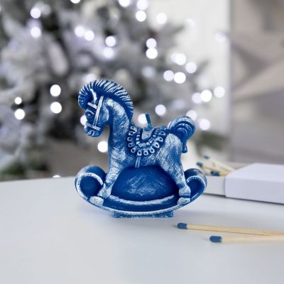 Свеча фигурная «Лошадка-качалка», синяя-3