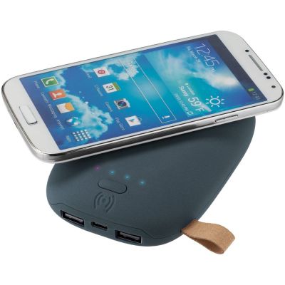 Аккумулятор с беспроводной зарядкой Pebble Wireless 9000 мАч, серо-синий-5