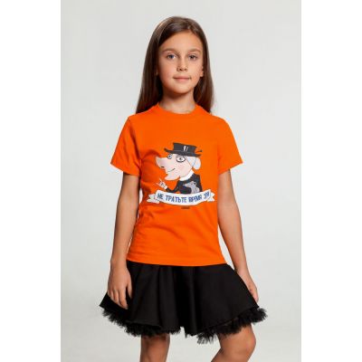 Футболка детская «Не тратьте время зря», оранжевая-2