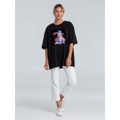 Футболка оверсайз «Дама с горностаем», черная-2