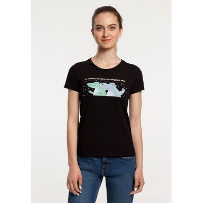 Футболка женская «Крокодилобегемоты», черная-0