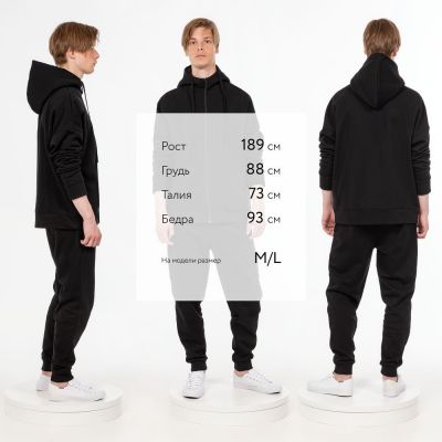 Толстовка унисекс H3, черная-5