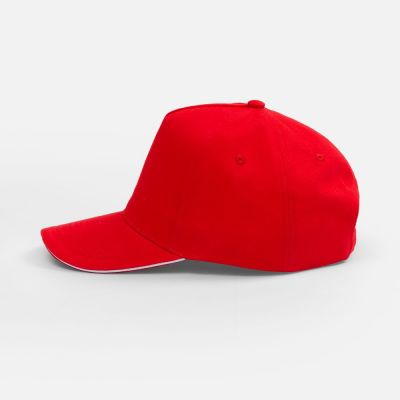 Бейсболка Classic 2.0, красная с белым кантом-3