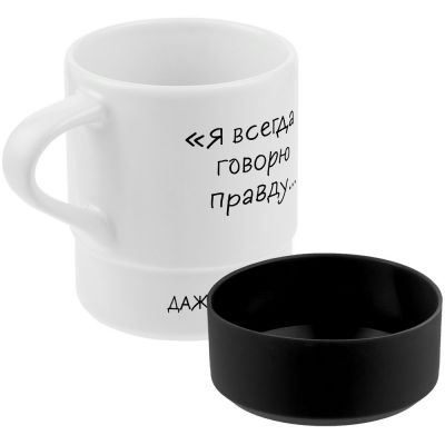 Кружка с силиконовой подставкой «Подтекст. Говорю правду», черная-0