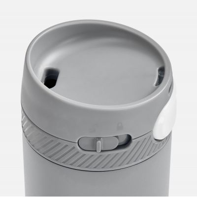 Термостакан X1 с цветной кнопкой, серый с белым-2