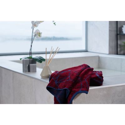 Полотенце In Leaf, малое, синее с бордовым-7