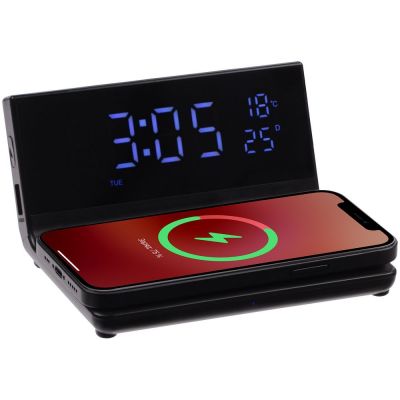 Зарядная станция с часами Electron, черная-0