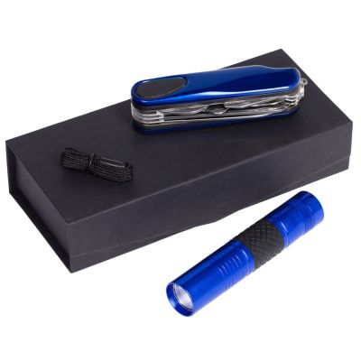 Набор «Зорге»: мультитул и фонарик, синий, уценка-0