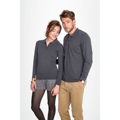 Рубашка поло женская с длинным рукавом Perfect LSL Women, светло-серый меланж-4