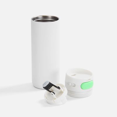 Термостакан X1 с цветной кнопкой, белый с зеленым-1