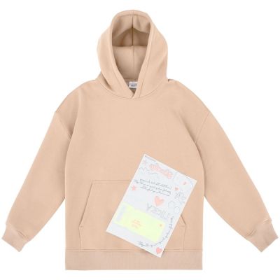 Худи оверсайз с термонаклейками Lucky Strike, бежевое-0
