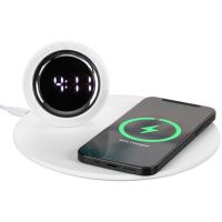 Станция беспроводной зарядки с часами и подсветкой GlobeBee, белая