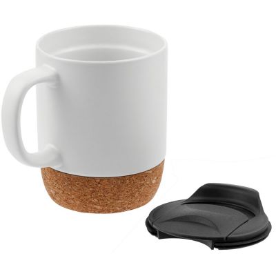 Кружка с пробковой подставкой Corky Walk, белая-2