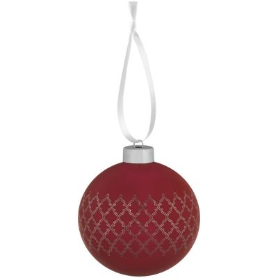 Елочный шар King с лентой, 10 см, красный-0