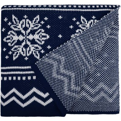 Плед Elnik, синий с молочно-белым-1