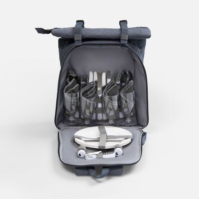 Набор для пикника Picnivo на 4 персоны, темно-серый меланж-0