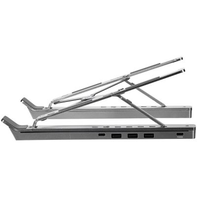 Подставка для ноутбука с USB-хабом Scaffold Hub, серебристый металлик-3
