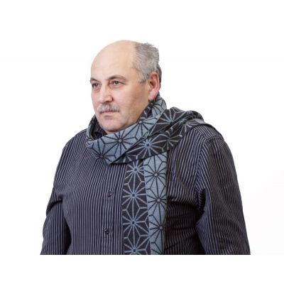 Шарф Asanoha, темно-серый/голубой-2