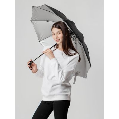 Зонт наоборот складной Stardome, черный с серебристым-6