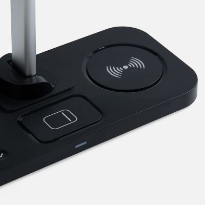 Настольная лампа с беспроводной зарядкой Power Light, черная-5