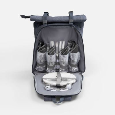 Набор для пикника Picnivo на 4 персоны, темно-серый меланж-5