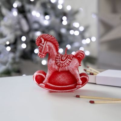 Свеча фигурная «Лошадка-качалка», красная-3