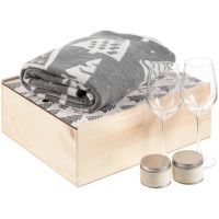 Набор с пледом и бокалами «Снежность», ваниль