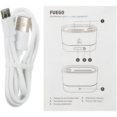 Увлажнитель-ароматизатор с имитацией пламени Fuego, черный-9