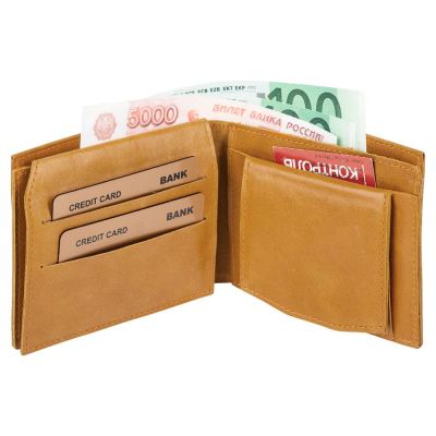 Портмоне Apache, с отделением для мелочи, горчичное-5