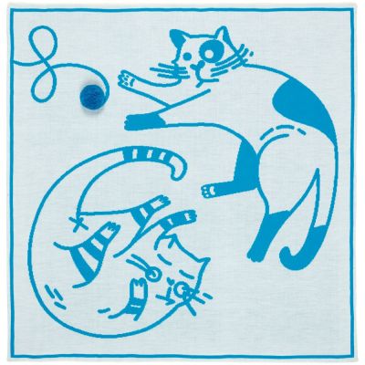 Детский плед Tender. Cats, белый с бирюзовым-1