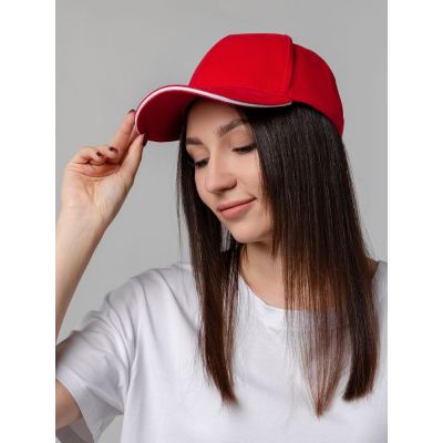 Бейсболка Generic, красная с белым кантом-3