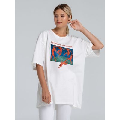 Футболка оверсайз «Вальсируем», молочно-белая-0