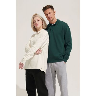 Рубашка поло оверсайз с длинным рукавом Heritage, серый меланж-5