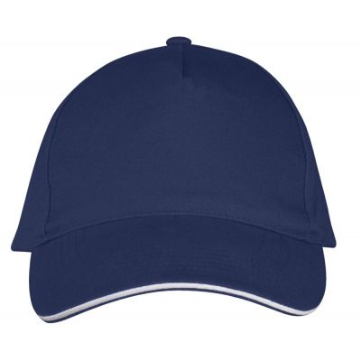 Бейсболка Long Beach, темно-синяя с белым-1
