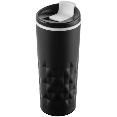 Термостакан Relief, черный с белым-0