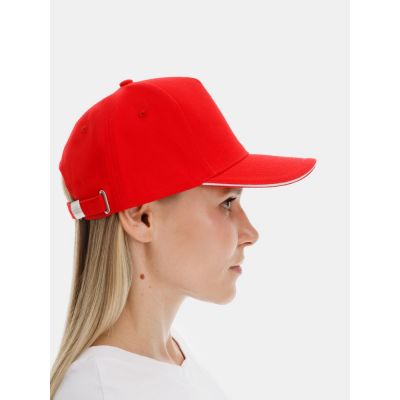 Бейсболка Classic 2.0, красная с белым кантом-6