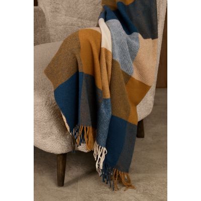 Плед Fleco, синий с коричневым-4