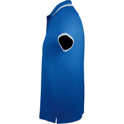 Рубашка поло мужская Pasadena Men 200 с контрастной отделкой, ярко-синяя с белым-2